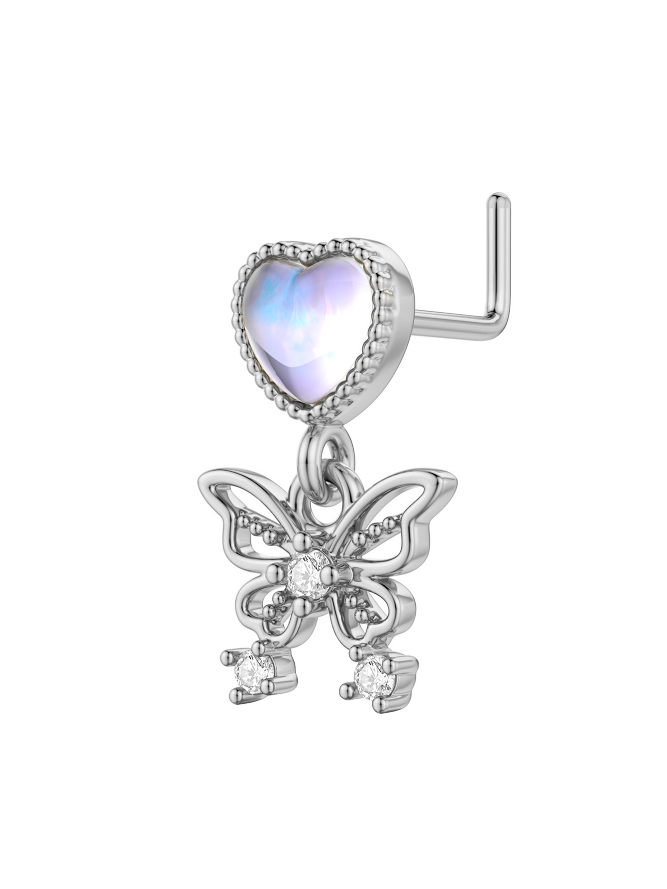 Cross-border new cat rabbit butterfly love eyes copper set zircon nose nail piercing jewelry factory direct wholesale - Image 9