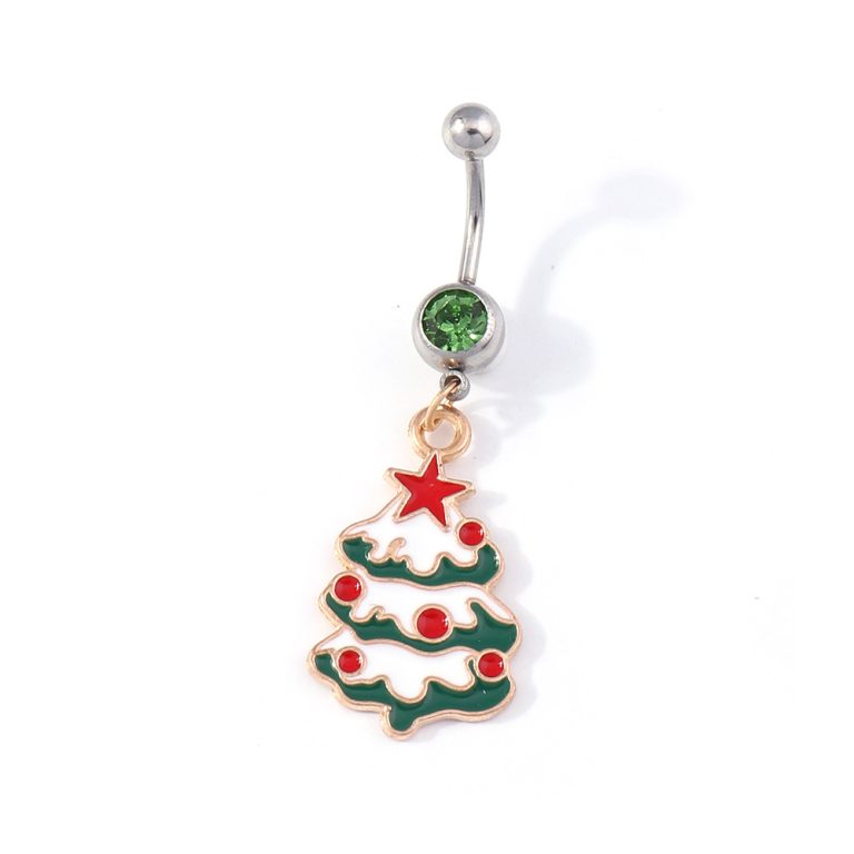 Europe and the United States cross-border ornaments Christmas decoration ornaments Santa Claus navel nail elk Christmas tree navel ring - Image 6