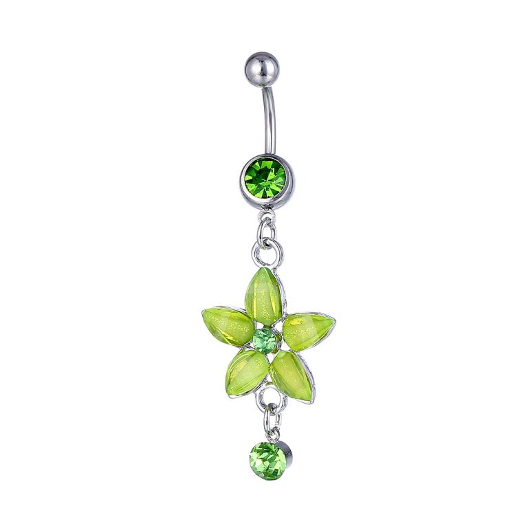 European and American puncture jewelry five-pattern pendant navel ring Women's flower navel nail - Image 3