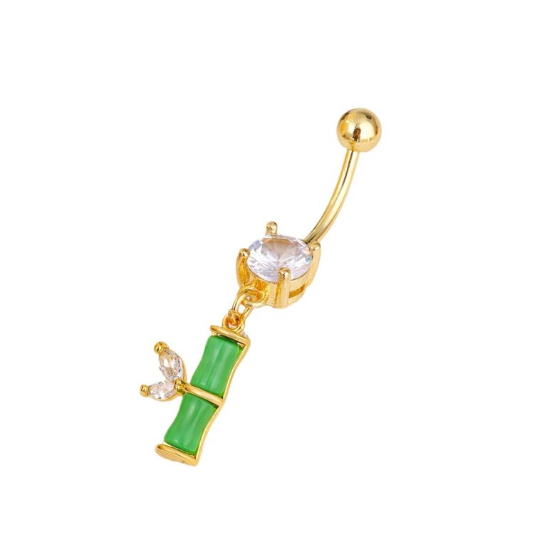 Creative bamboo navel nail fashion high-looking copper white stone inlaid navel buckle high-grade light luxury style pendant navel ornaments for women Wholesale - Image 6