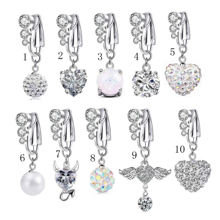 European and American goods three diamond navel clip punch-free Pearl navel ring heart-shaped ball diamond-embedded navel buckle jewelry