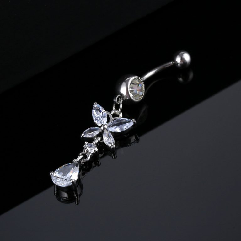 Goods Amazon Europe and America Hot Piercing Jewelry Butterfly Zircon Pendant Navel Ring Stainless Steel Navel Nail - Image 3