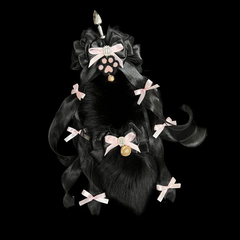 Midnight sweetheart handmade cute bow bell smsexy nipple clamp collar traction fox tail butt plug - Image 4