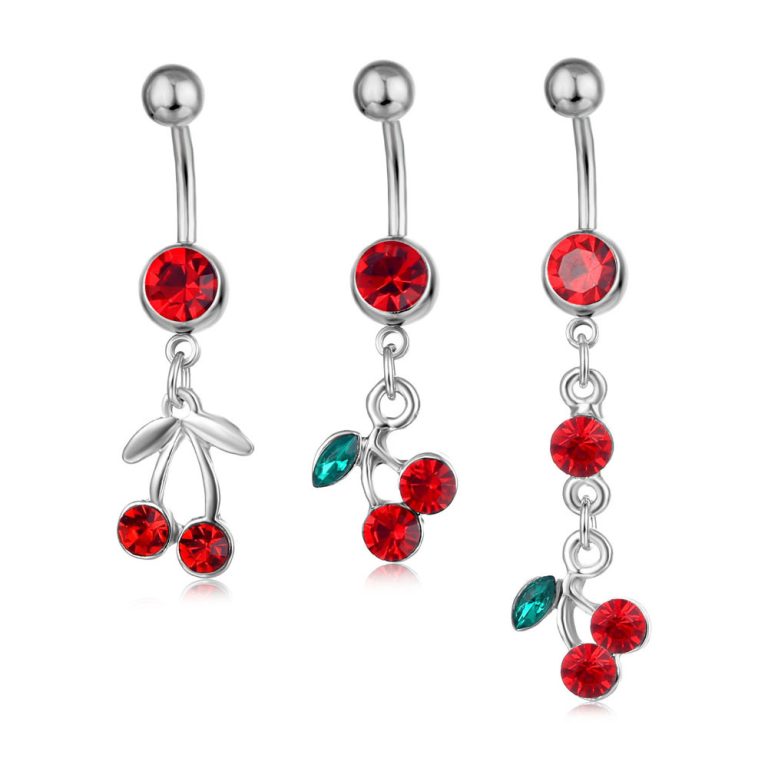 Europe and the United States puncture jewelry fruit Cherry pendant belly button ring belly button nail - Image 3