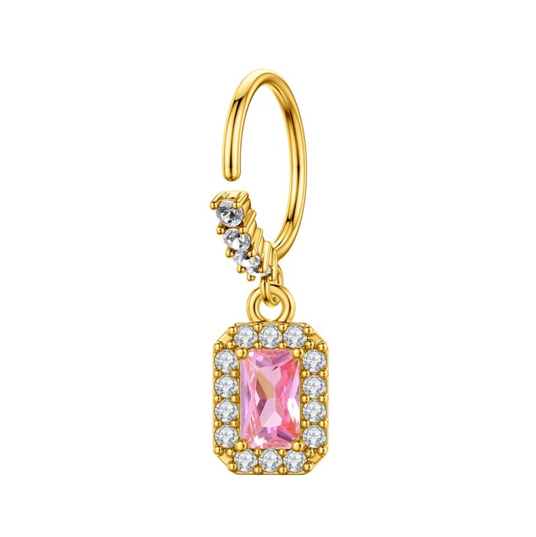 Cross-border fashion hot copper plated real gold inlaid zircon butterfly love nose nail nose ring puncture jewelry manufacturers direct supply - Image 5