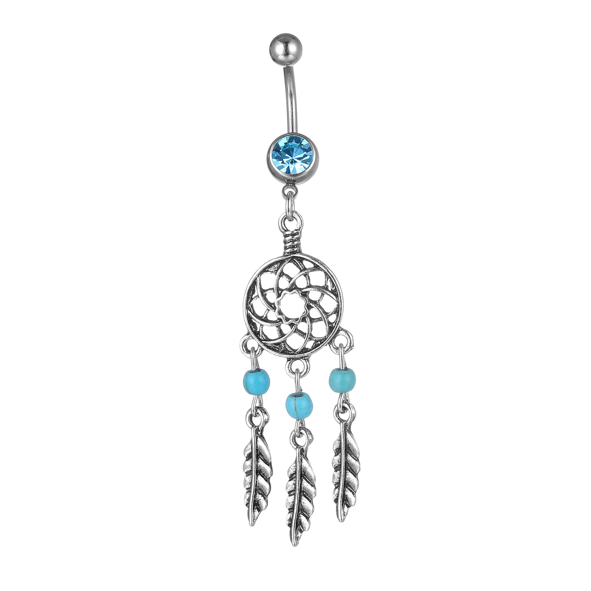 European and American dreamcatcher medical stainless steel electroplating turquoise navel ring navel nail navel - Image 4