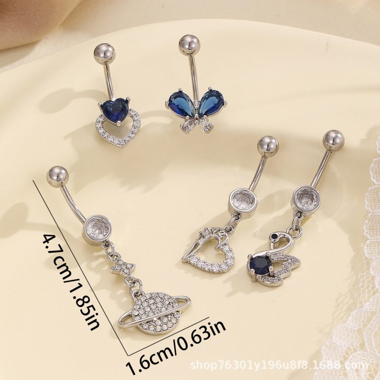 European and American style body piercing jewelry hollow heart butterfly pendant navel nail 316 stainless steel navel buckle navel ornaments - Image 3