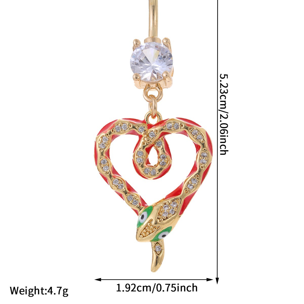 Personalized Fashion Animal Zircon Hollow Snake Belly Button Jewelry Light Luxury Tail Biting Snake Diamond Shiny Nail - Image 5