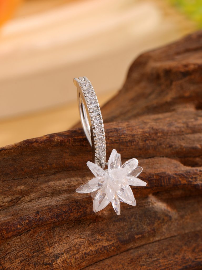 Europe and the United States cross-border fashion temperament crystal ice flower copper inlaid zircon belly button ring belly button jewelry manufacturers wholesale - Image 6