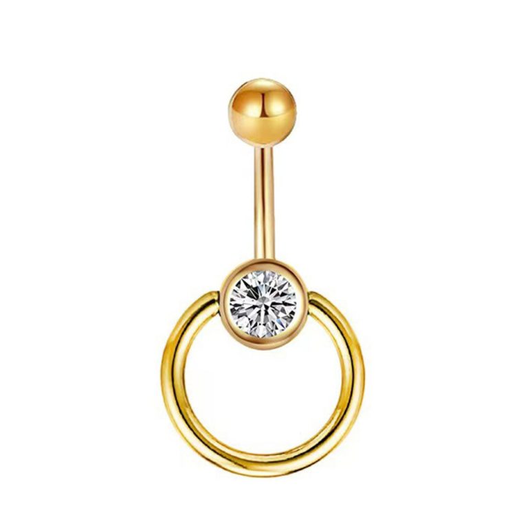 European and American body piercing jewelry diamond with round navel ring fashion navel buckle ring stainless steel navel nail - Image 5