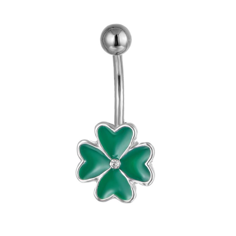 new fashion puncture jewelry oil drop four-leaf clover umbilical nail   direct supply