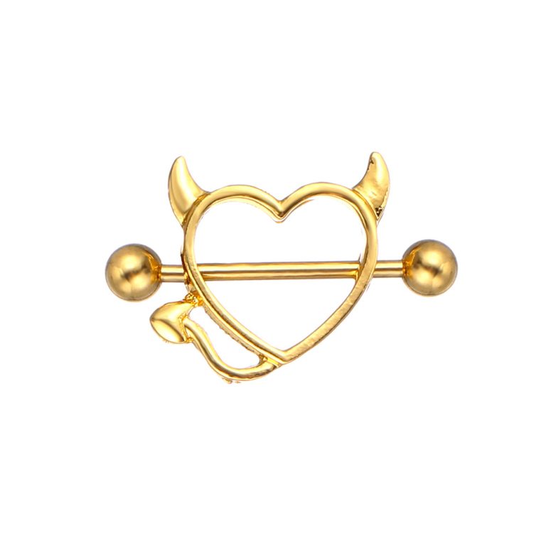 Cross-border products European and American little devil nipple nail body piercing jewelry heart-shaped nipple ring - Image 3