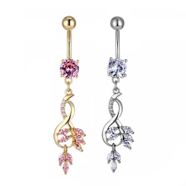 goods European and American body piercing jewelry leaves zircon navel ring navel nail