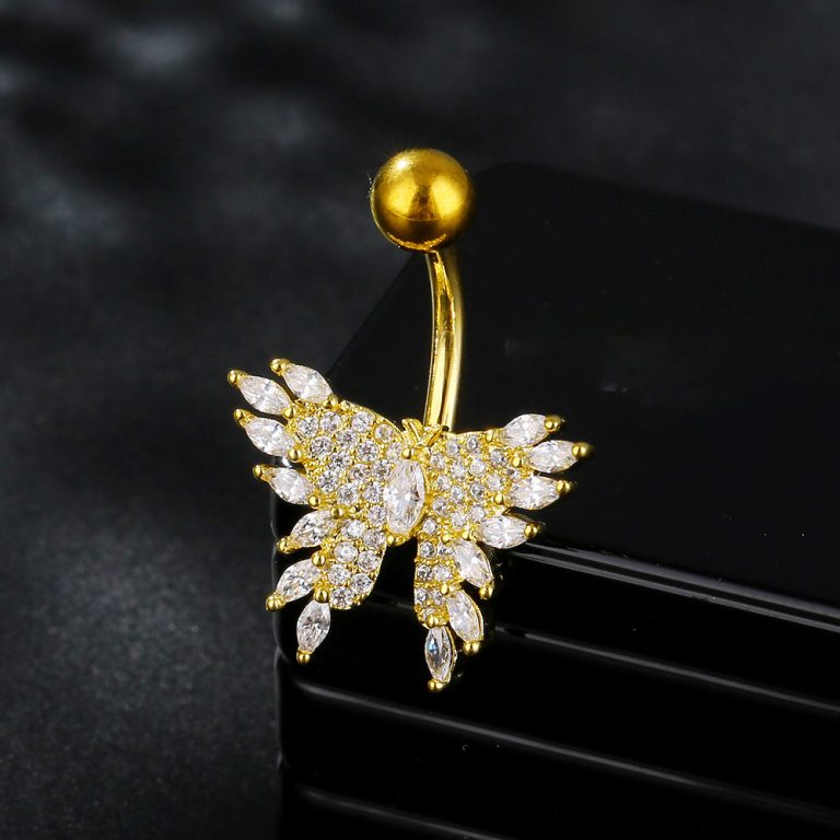 New Butterfly Inlaid Multi-Zirconia Navel Ring Navel Nail Body Piercing Jewelry Source  Online - Image 10