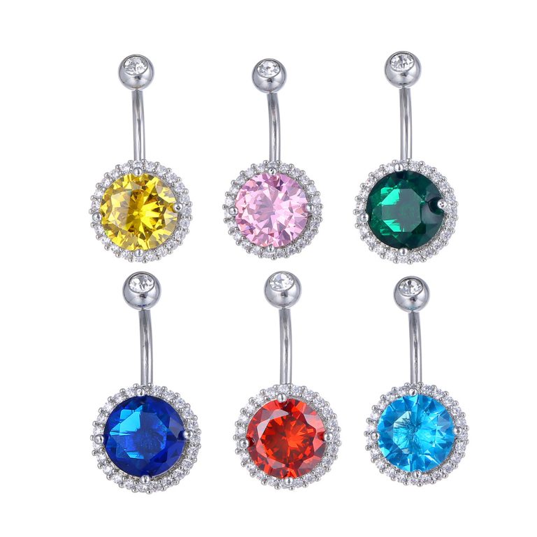 new European and American hot-selling zircon double diamond belly button nail puncture jewelry creative umbilical buckle nail - Image 3