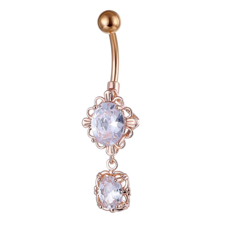 New Amazon European and American puncture jewelry flower Oval zircon navel ring navel nail - Image 3