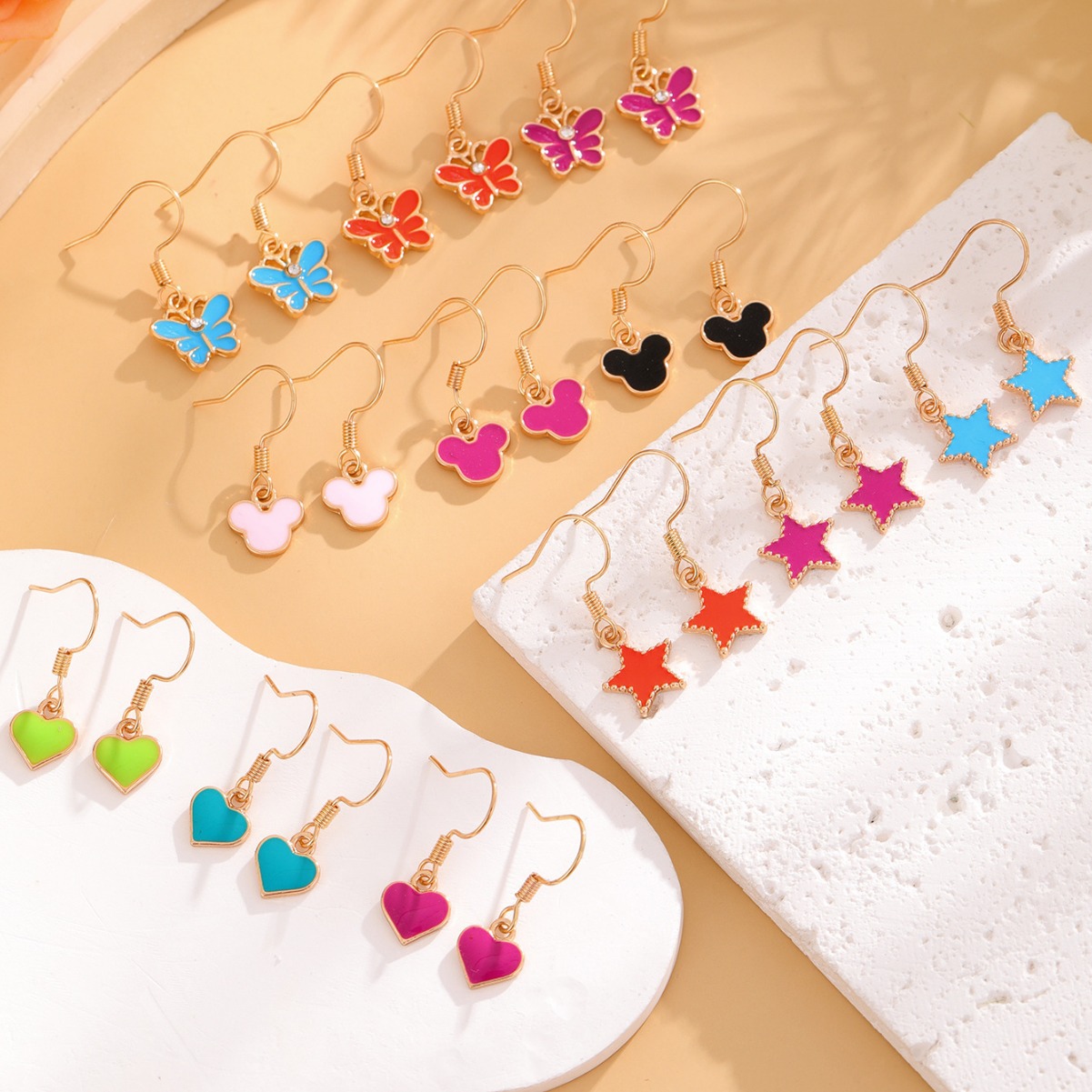 Cartoon cute color alloy oil drop love stars butterfly nose nail manufacturers wholesale - Image 4
