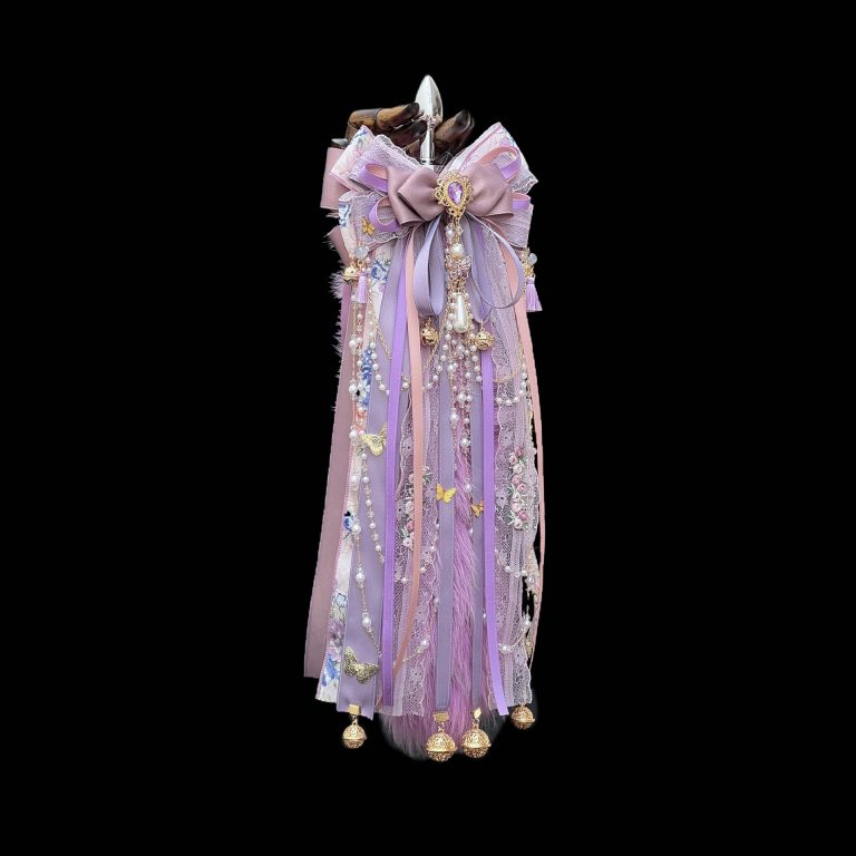 Zhuang Zhou Mengdie 40CM Vine Purple Fox real wool tail butt plug SM sex toys bow Palace Bell - Image 3