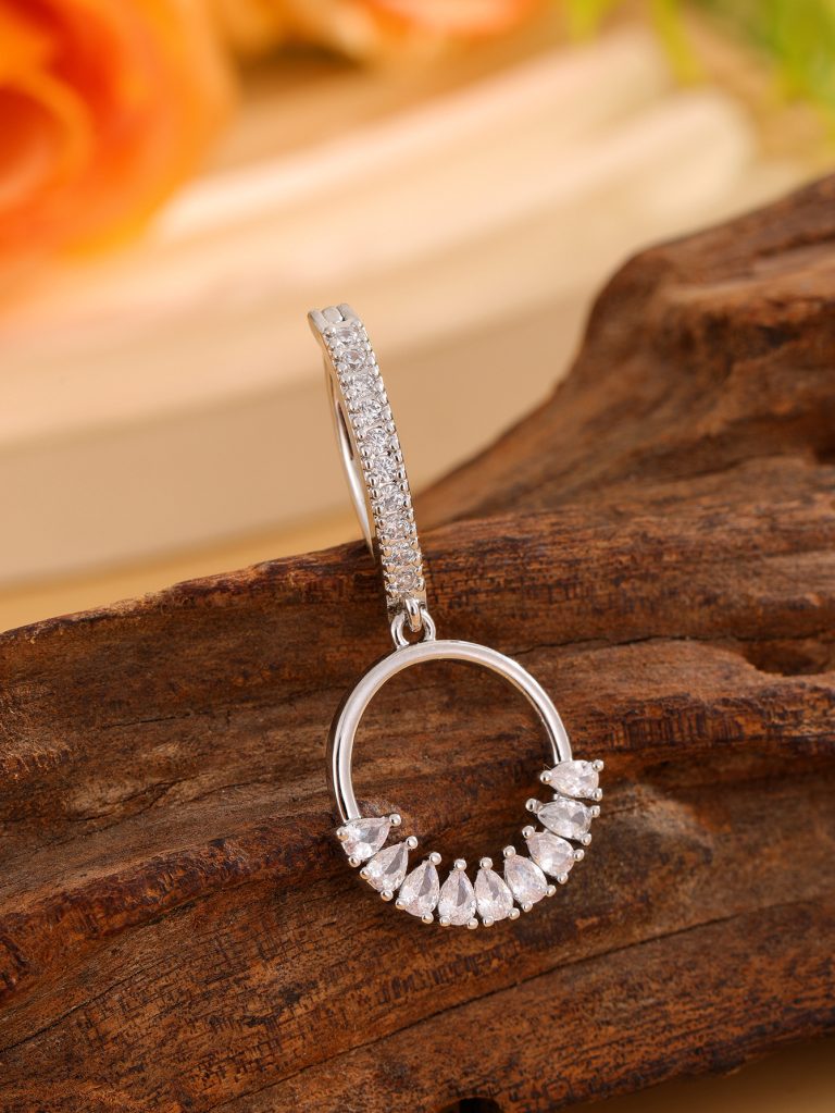 New creative design geometric ring copper inlaid zircon navel ring navel buckle puncture jewelry manufacturers direct supply - Image 6