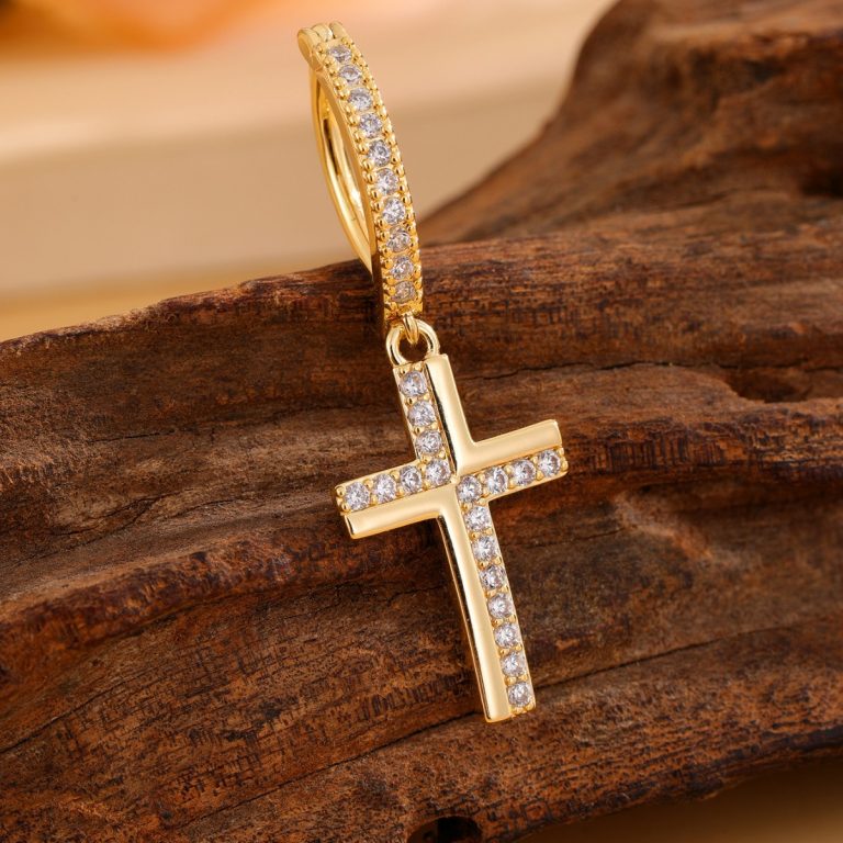 European and American cross-border classic copper inlaid zircon cross pendant belly button ring belly button buckle - Image 3
