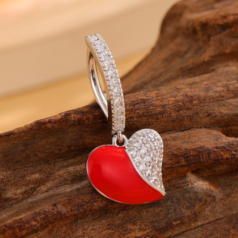 New French Style Brush Fashion Trend Copper Zircon Oil Drop Love Pendant Navel Ring Navel Buckle Jewelry - Image 3