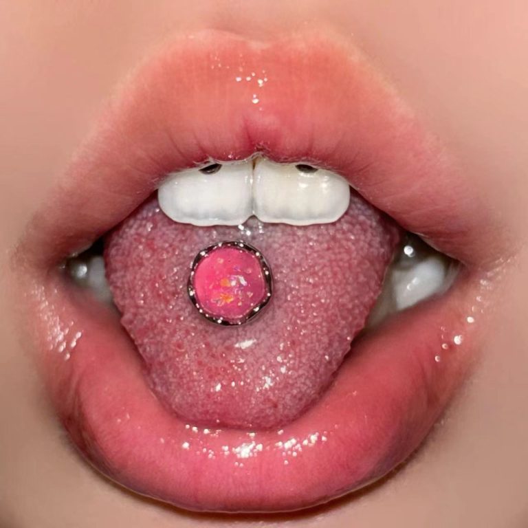 Petal edging tongue nail imitation Aobao stainless steel tongue titanium steel niche body piercing jewelry