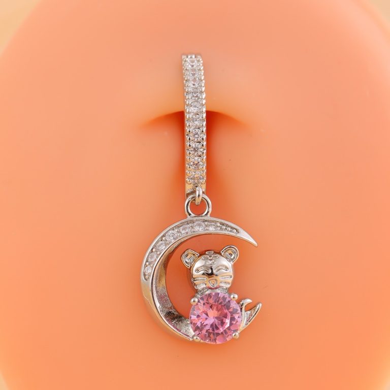 2023 new 12 zodiac tiger copper inlaid zircon cold wind high sense belly button belly button ring puncture jewelry - Image 4