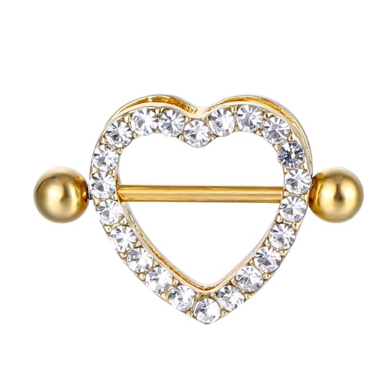 Cross-border goods double-layer Diamond-embedded love breast ring electroplated heart-shaped three-color breast nail breast buckle in stock wholesale - Image 4