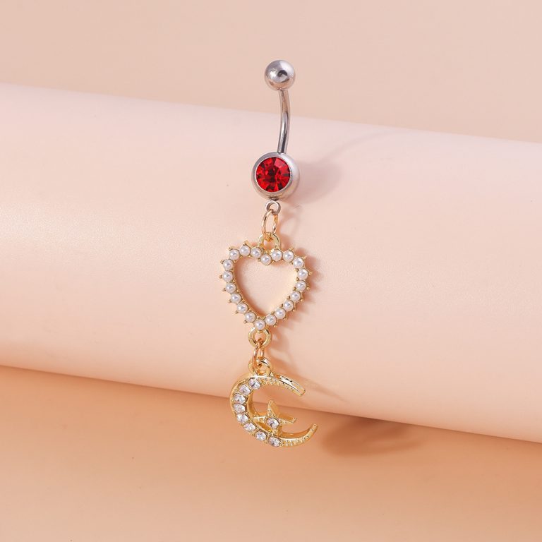 Europe and the United States cross-border jewelry hollow love moon belly button nail light luxury Wind Point drill point Pearl fashion sexy belly button ring - Image 7