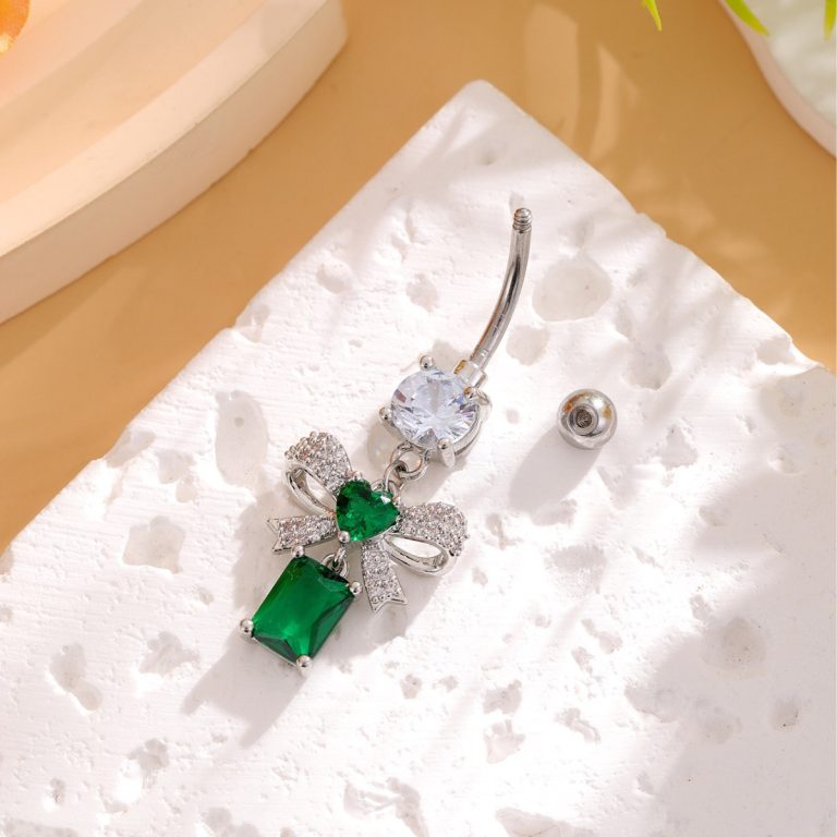 Fashion Diamond-encrusted Shiny Navel Nail Body Piercing Navel Jewelry Bow Stainless Steel Navel Nail - Image 4