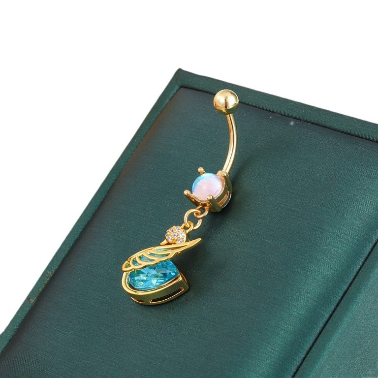 Little Swan navel buckle copper white stone inlaid design sense fashion all-match navel nail sexy temperament niche exquisite pendant for women - Image 6