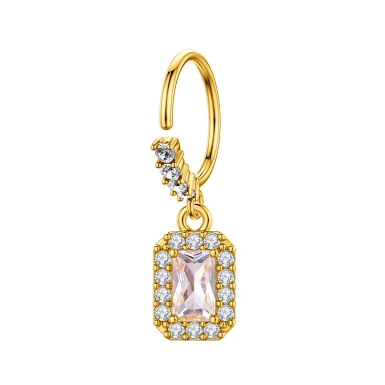 Cross-border fashion hot copper plated real gold inlaid zircon butterfly love nose nail nose ring puncture jewelry manufacturers direct supply - Image 6