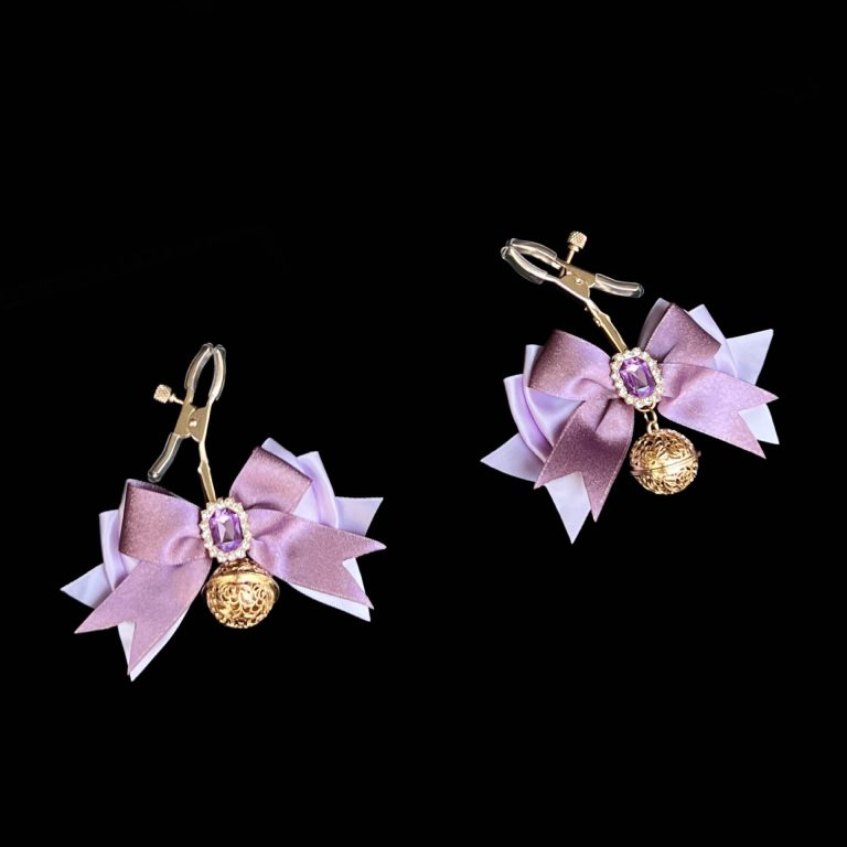 Wisteria Flower smsexy collar traction out training nipple clamp punishment 40CM purple fox tail butt plug - Image 6