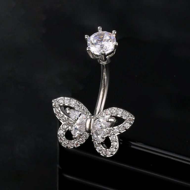 New Butterfly Inlaid Multi-Zirconia Navel Ring Navel Nail Body Piercing Jewelry Source  Online - Image 6