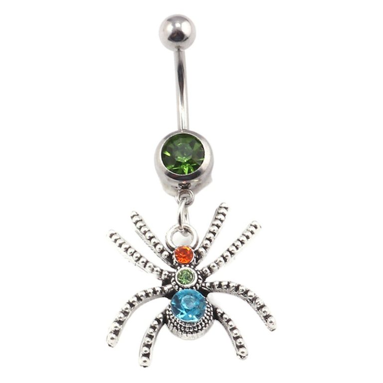Europe and the United States cross-border jewelry personality design insect belly button nail point drill set Crystal Spider belly button ring a hair