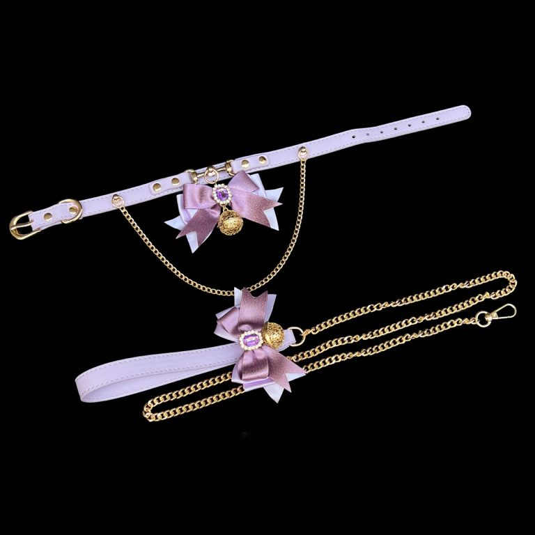 Wisteria Flower smsexy collar traction out training nipple clamp punishment 40CM purple fox tail butt plug - Image 3