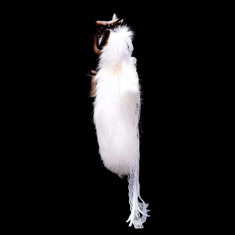 40CM fox real hair tail anal plug detachable original hand made lace bow bell ring SM sex toys - Image 3
