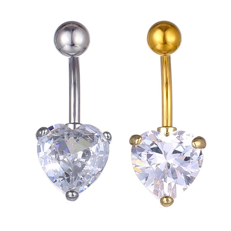 AliExpress European and American products heart-shaped 12MM super large zircon navel peach heart navel buckle quality navel ring