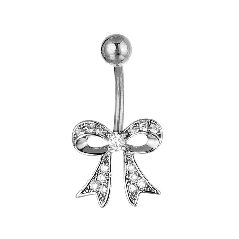 goods European and American human body piercing zircon navel ring bow navel buckle perforated navel nail - Image 6