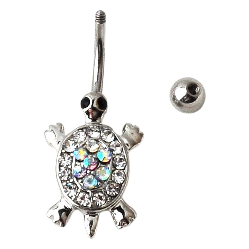 Goods New European and American Fashion Simple Piercing Jewelry Animal Turtle Diamond Umbilical Ring Umbilical Nail