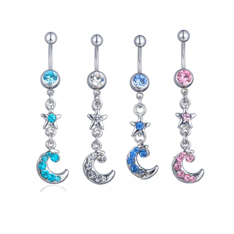 New puncture belly dance jewelry stars moon belly button ring belly button nail