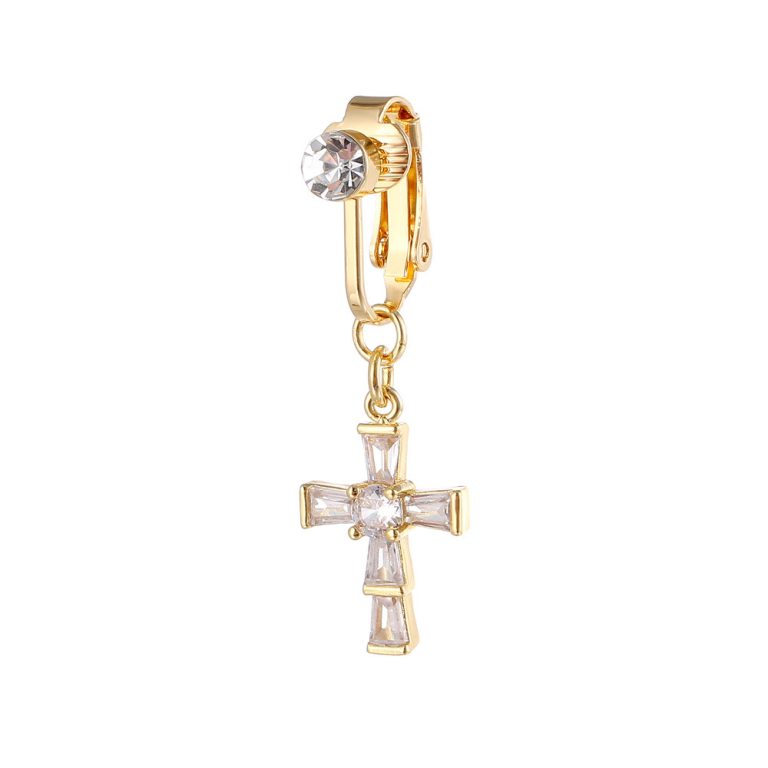 European and American  puncture jewelry inlaid AA zircon cross butterfly moon navel nail navel ring ear studs - Image 6