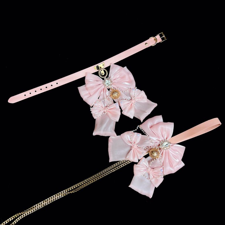 Smsex toys cow leather collar traction training fox tail butt plug pink satin bow nipple clamp chest necklace - Image 6