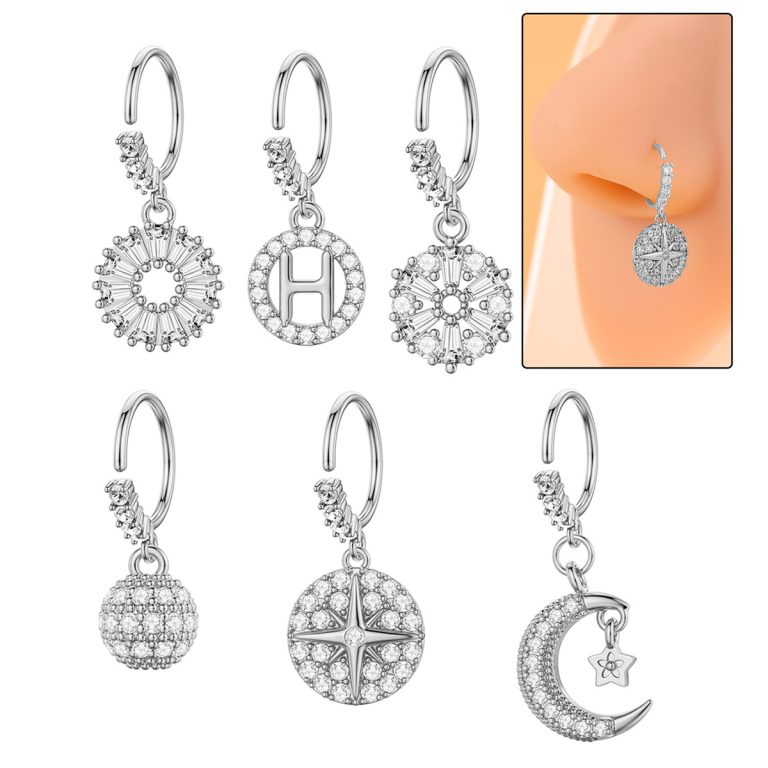 Europe and the United States cross-border fashion simple copper inlaid zircon nose ring nose jewelry manufacturers wholesale
