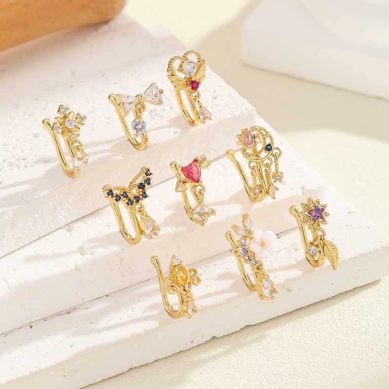 Factory Direct supply new fashion personality High sense nose nail copper white stone inlaid temperament sexy nose accessories female wholesale