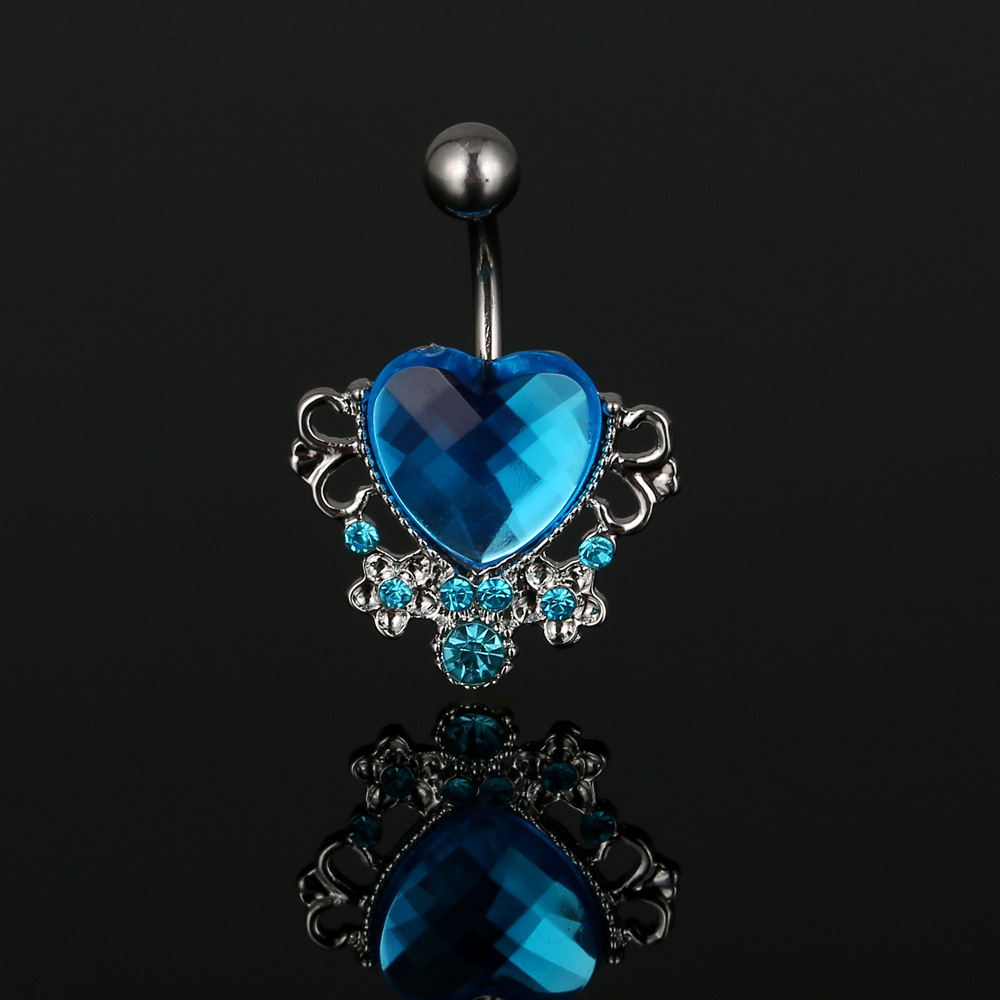 European and American goods with love diamond navel ring navel nail piercing jewelry - Image 4