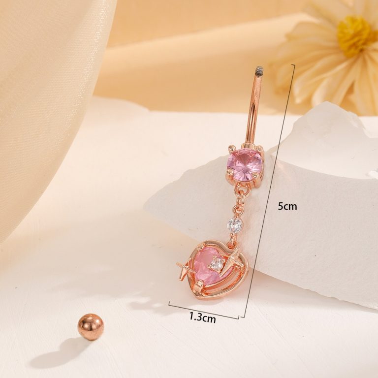 Factory Direct love pendant navel nail copper white stone diamond-embedded Simple Sexy navel decoration fashion personality navel buckle in stock - Image 4