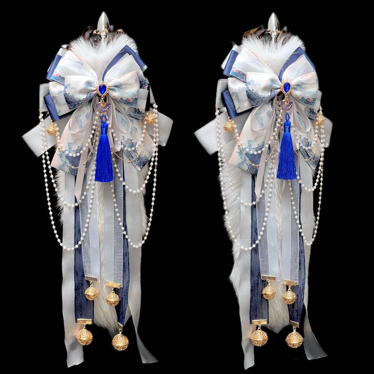 Qingshan Dai New Chinese bow bell 40CM Gray Fox real wool tail butt plug SM sex toys