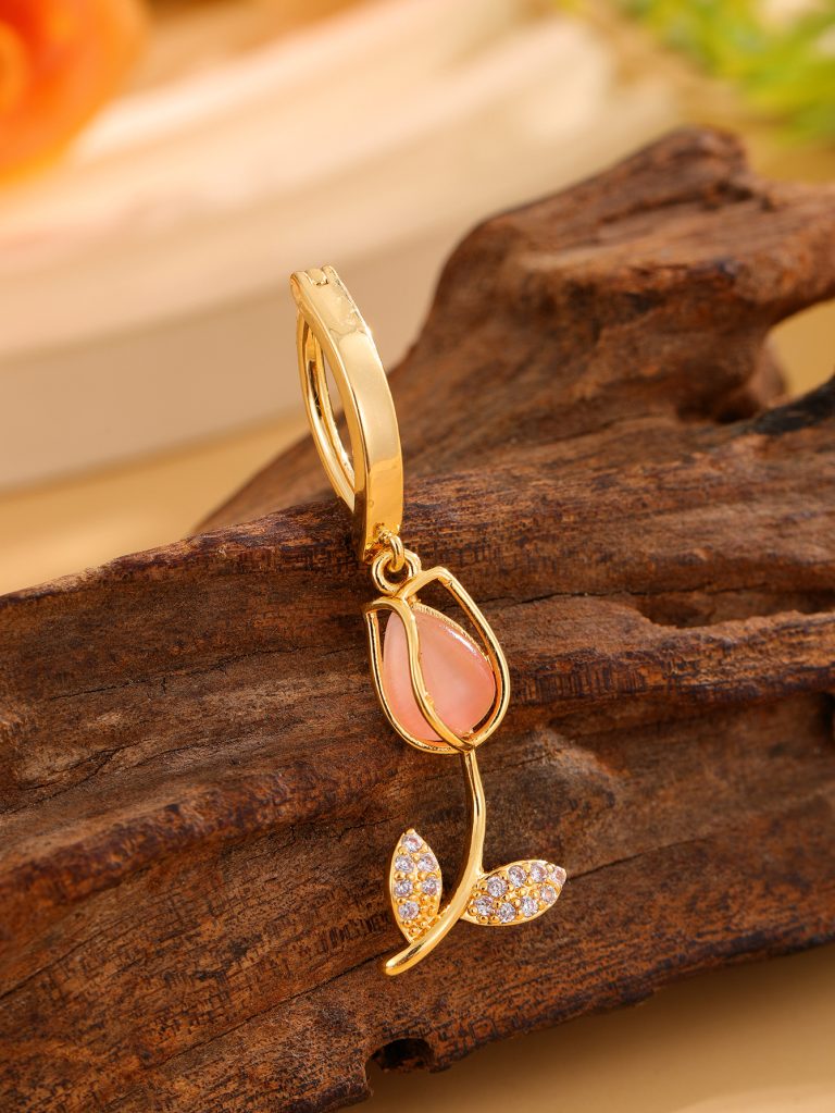 New Tulip Light Luxury High-end Pendant Navel Ring Copper Micro-inlaid Zircon Navel Buckle - Image 8