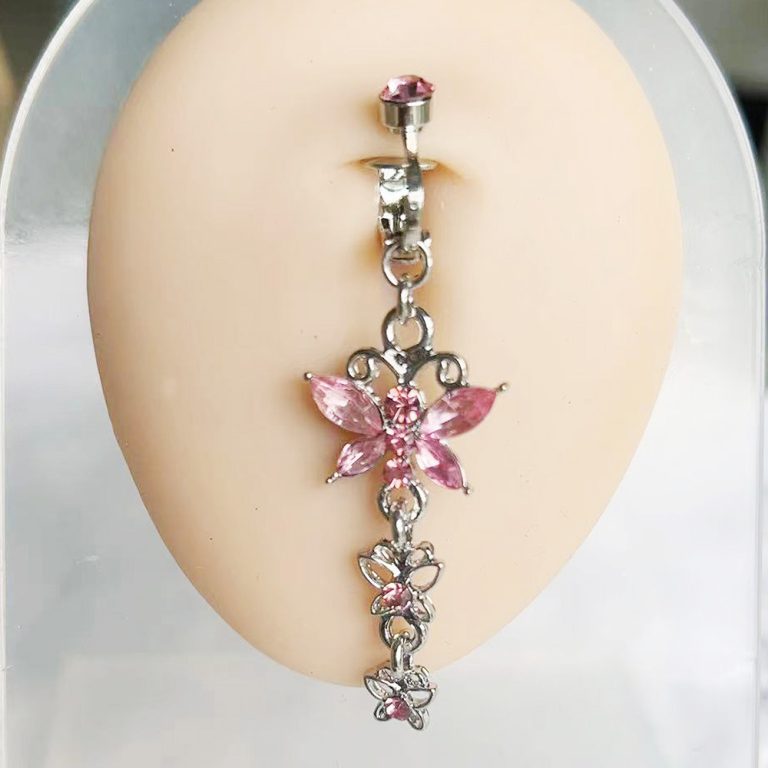 Perforated Butterfly Pendant Fake Navel Ring Navel Nail Earrings - Image 6